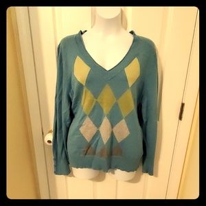 Sonoma Argyle VNeck Sweater 2X